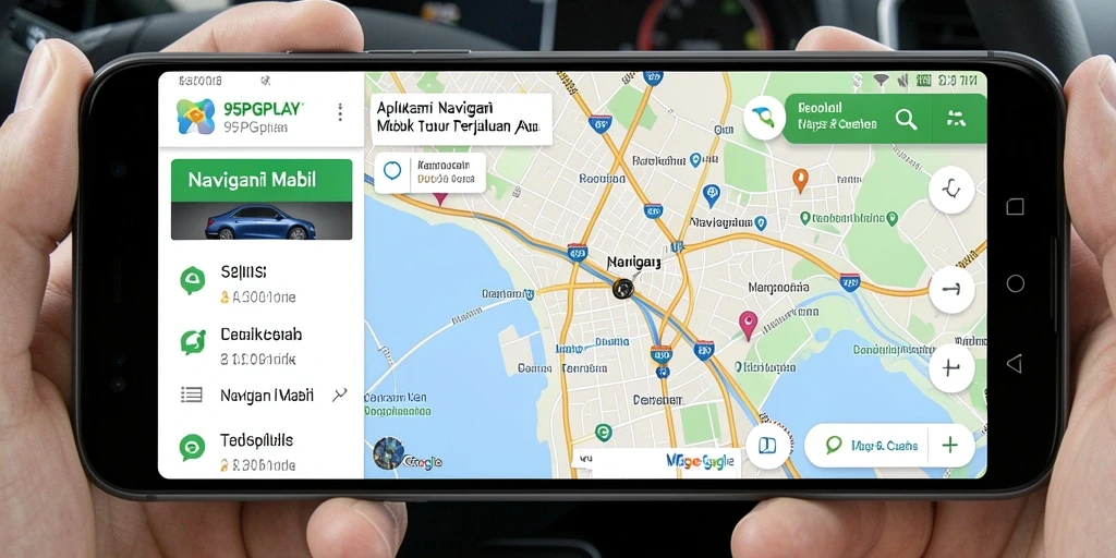 Screenshot antarmuka aplikasi Navigasi Mobil 95PGPLAY yang menarik dan informatif.