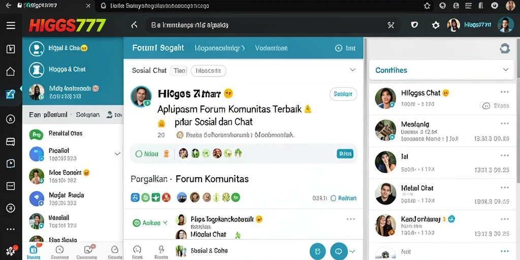 Tampilan antarmuka HIGGS777 yang menarik untuk Forum Komunitas.