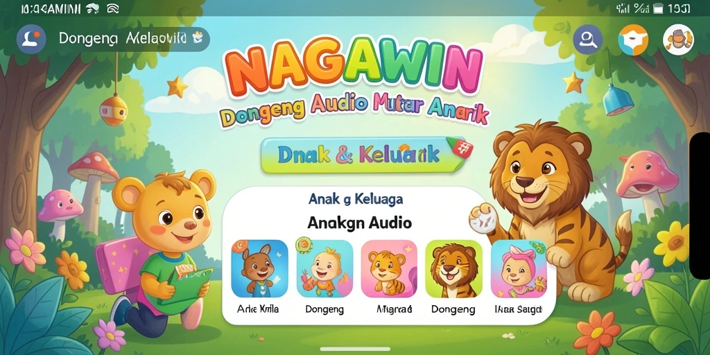 Tampilan antarmuka NAGAWIN yang menarik dan mudah digunakan untuk anak-anak.