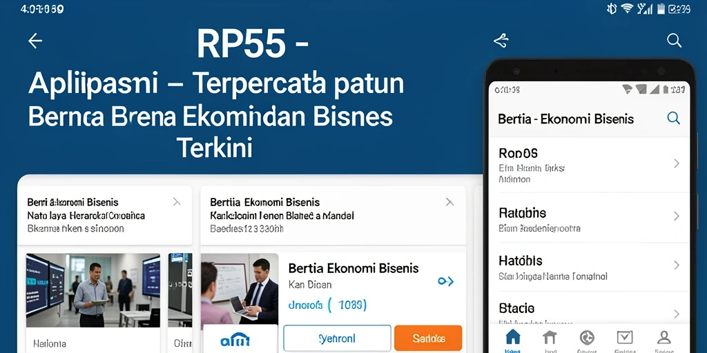 Antarmuka RP55 menampilkan berita ekonomi dan bisnis secara menarik.