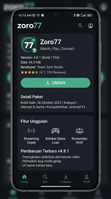 Tampilan halaman APK zoro77