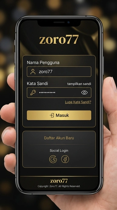Tampilan halaman login zoro77