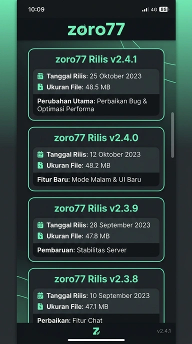 Tampilan riwayat versi zoro77